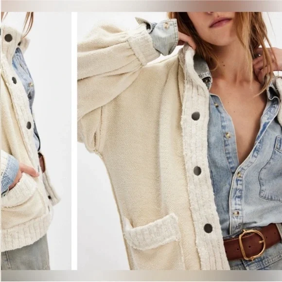 NWOT Free People We The Free Cute In This Cardi - Tea Ivory Cream - Large - Picture 6 of 10